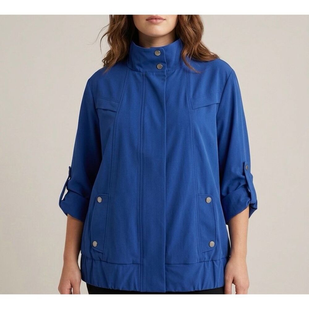 Chico’s Zenergy Jacket Neema Natasha Full Zip Crater Blue size 2